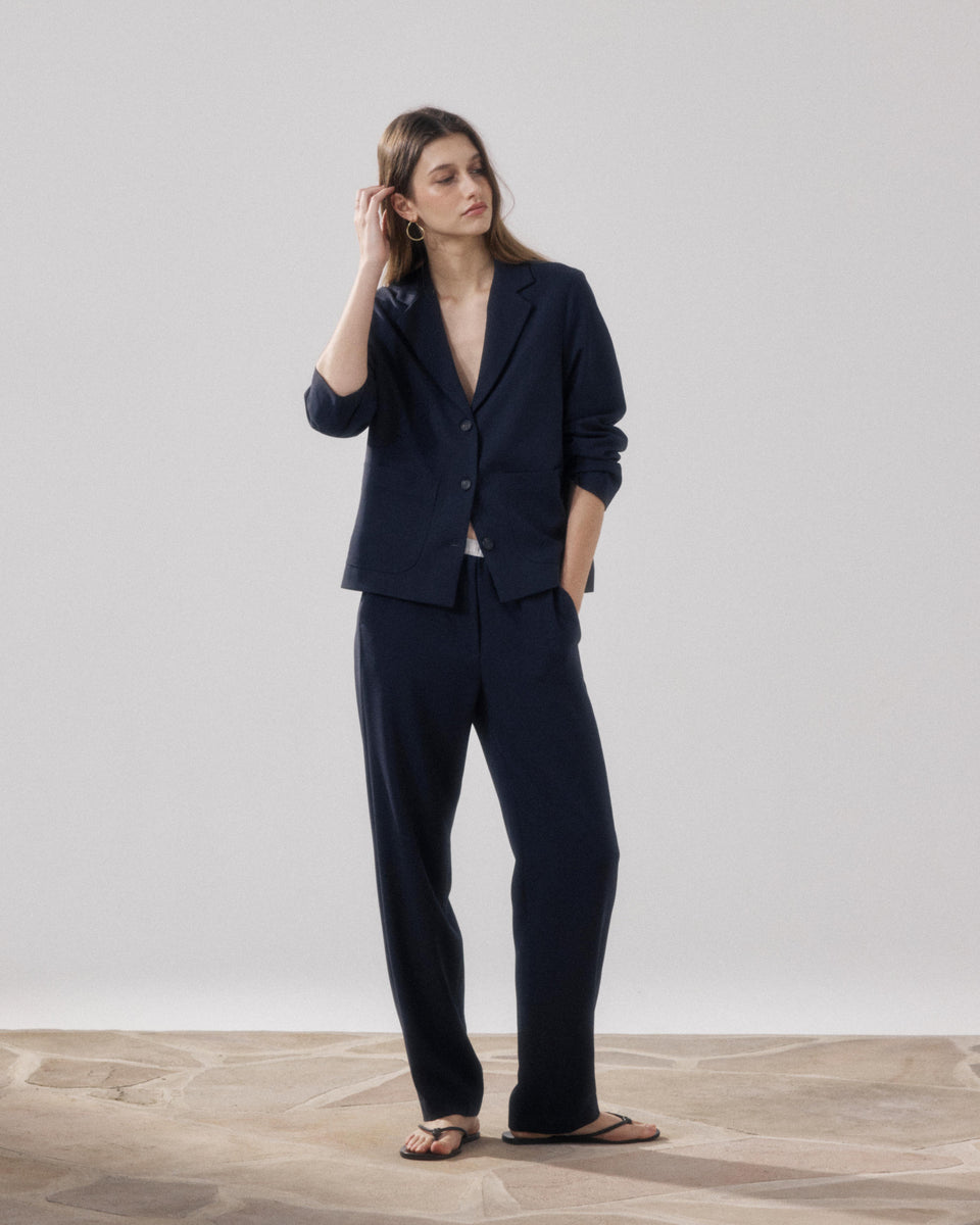 Chaqueta Mujer en Crepé Bleu Nuit Vizir - Image alternative