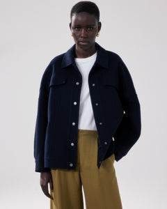 Veste Femme en Laine Double Face Bleu Marine Vera