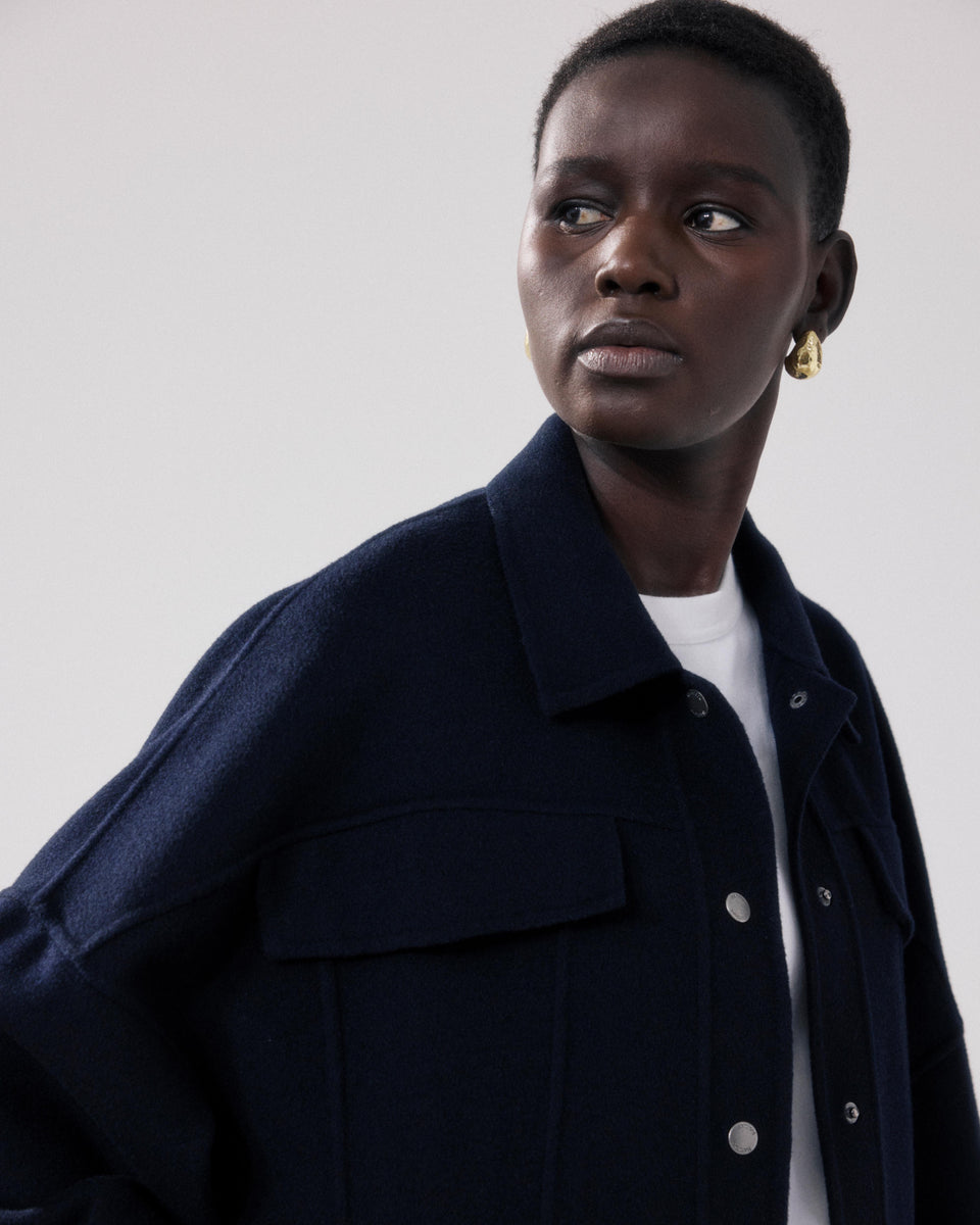 Vera Women's Navy Blue Double-Faced Wool Jacket - Image alternative