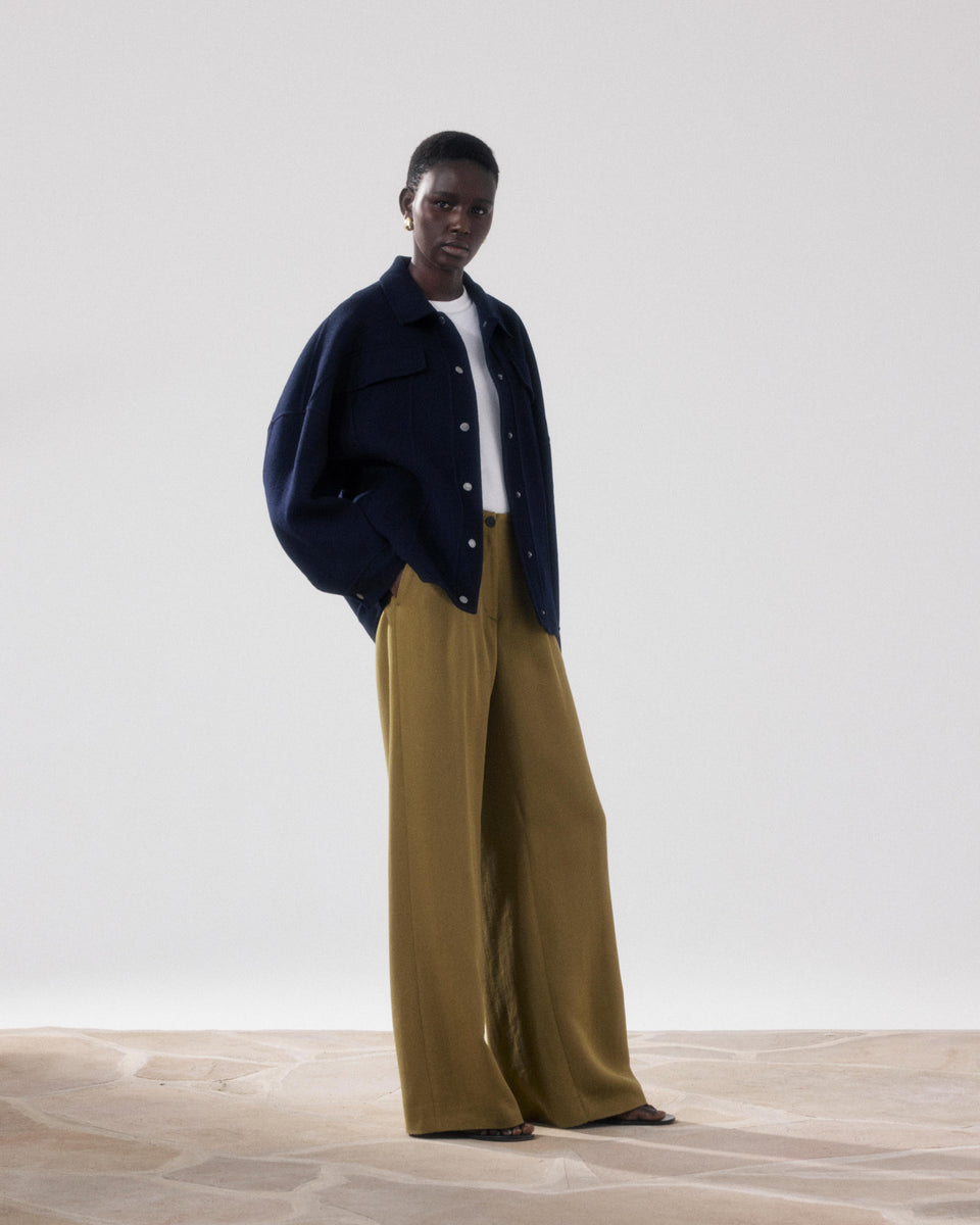 Veste Femme en Laine Double Face Bleu Marine Vera - Image alternative