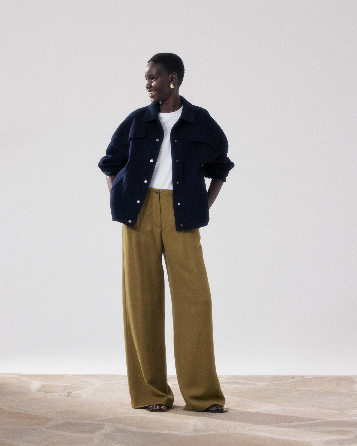 Veste Femme en Laine Double Face Bleu Marine Vera