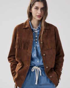 Veste Femme en Cuir Suédé Marron Vaquero