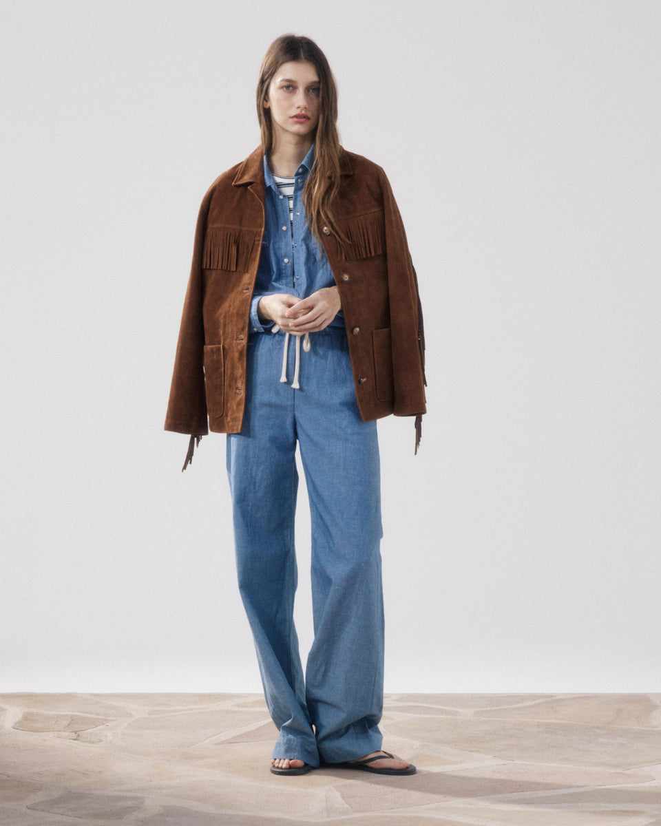 Chaqueta de ante marrón para mujer Vaquero - Image 3