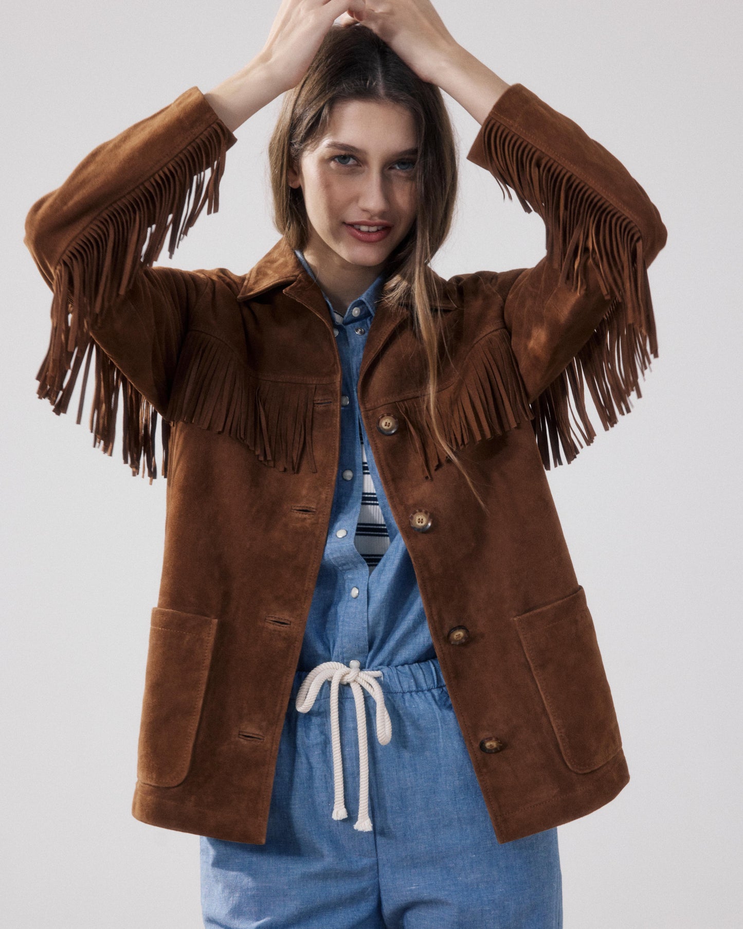 Women's Brown Suede Leather Jacket BFVS556-01