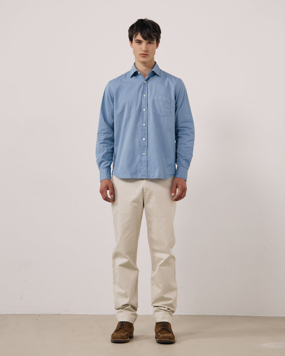 Chemise Homme en Gabardine de Coton Bleu Chambray Paul - Image 2