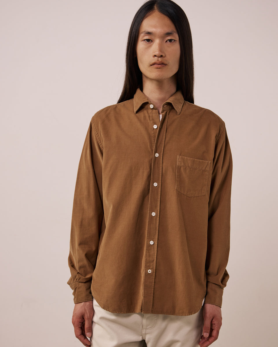 Chemise Homme en Velours Côtelé Fin Cognac Paul - Image principale