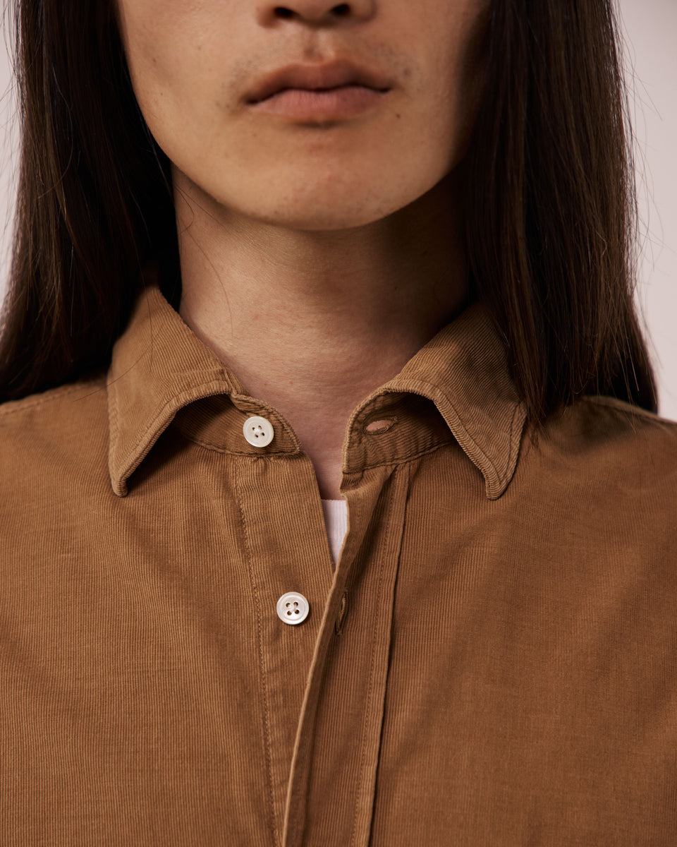 Chemise Homme en Velours Côtelé Fin Cognac Paul - Image 3