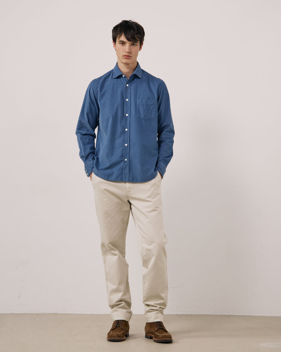 Chemise Homme en Velours Côtelé Fin Bleu Cobalt Paul - Image 2