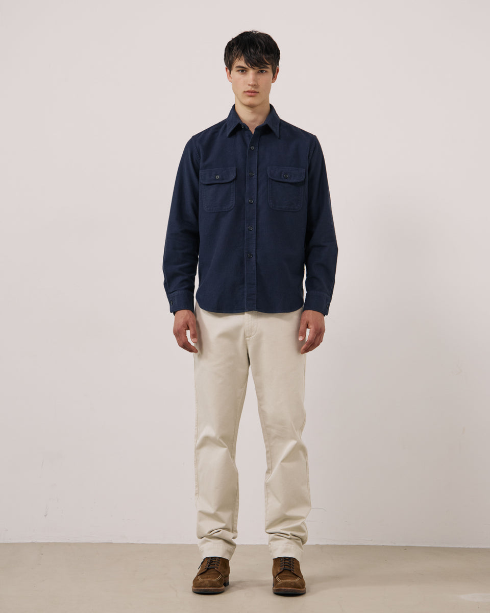 Chemise Homme en Flanelle de Coton Bleu Marine Paco - Image 2