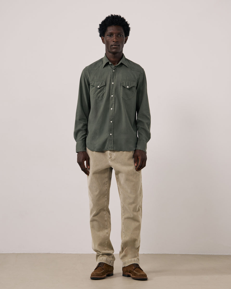 Chemise Homme en Tencel & Coton Vert Militaire Portland - Image 2