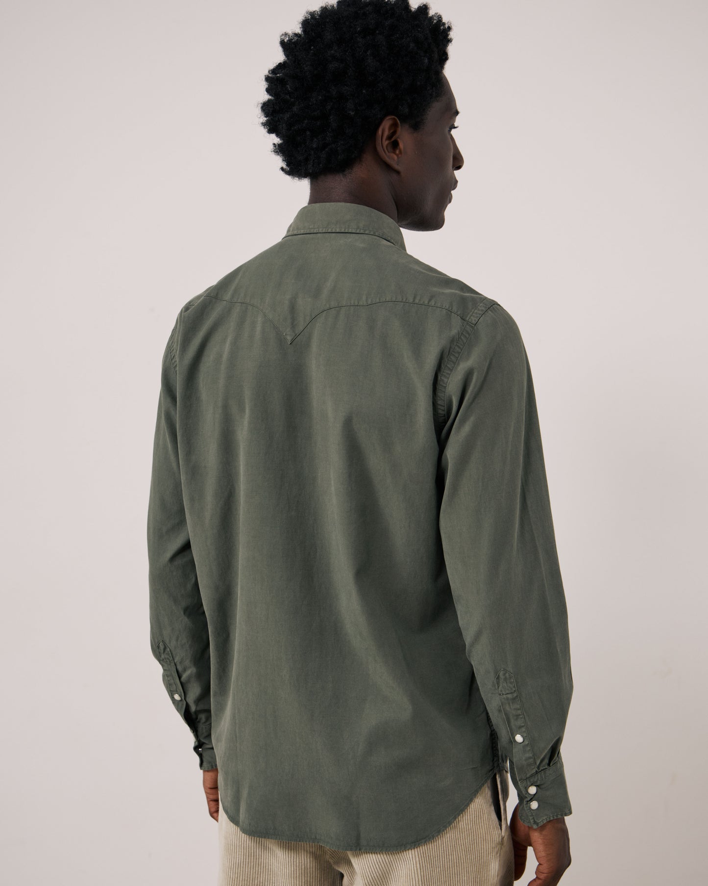 Chemise Homme en Tencel & Coton Vert Militaire Portland
