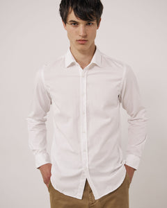 Chemise Homme en Gabardine de Coton Blanc Sammy