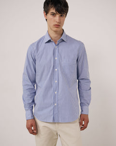Chemise Homme en Popeline à Rayures Bleu Paul