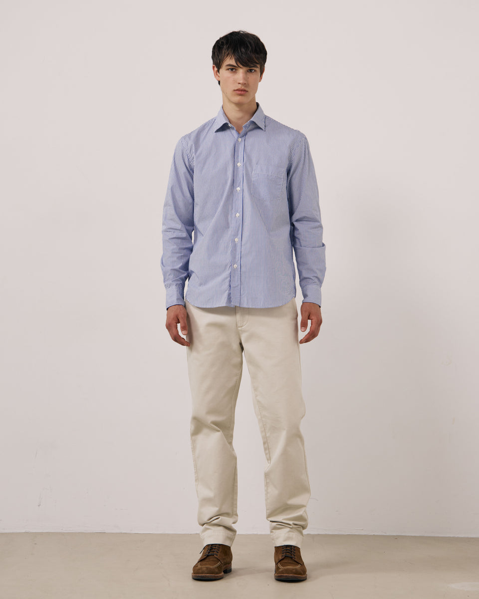 Chemise Homme en Popeline à Rayures Bleu Paul - Image 3