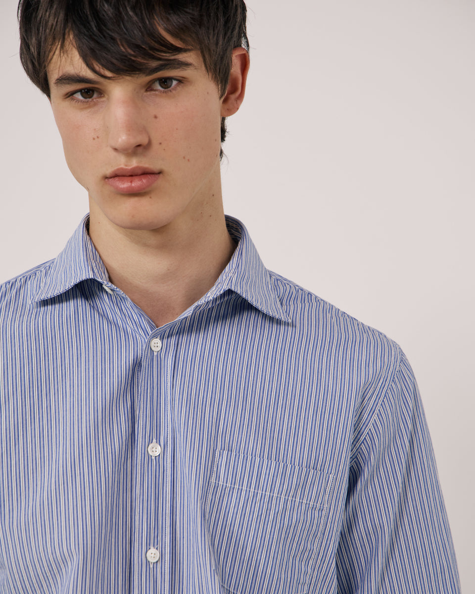 Chemise Homme en Popeline à Rayures Bleu Paul - Image 3
