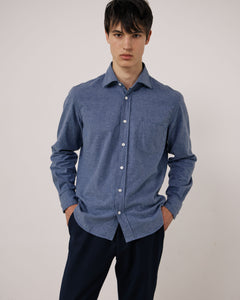 Chemise Homme en Flanelle Bleu Denim Paul