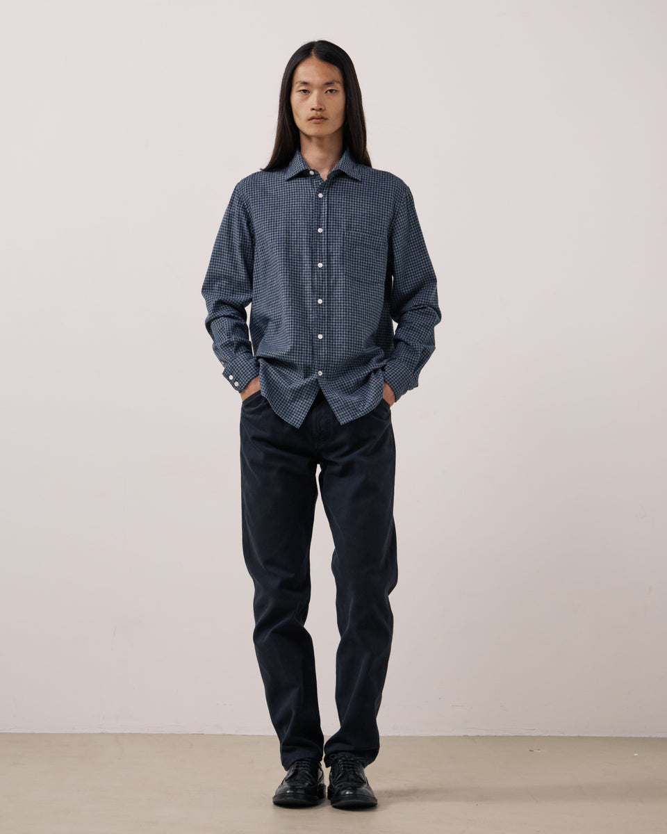 Chemise Homme en Flanelle à Carreaux Bleu Marine Paul - Image 2