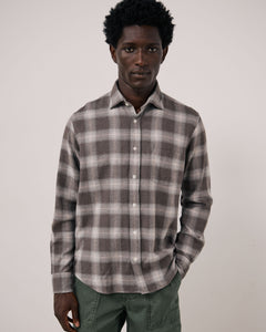 Chemise Homme en Tencel & Coton Brossé à Carreaux Marron Paul