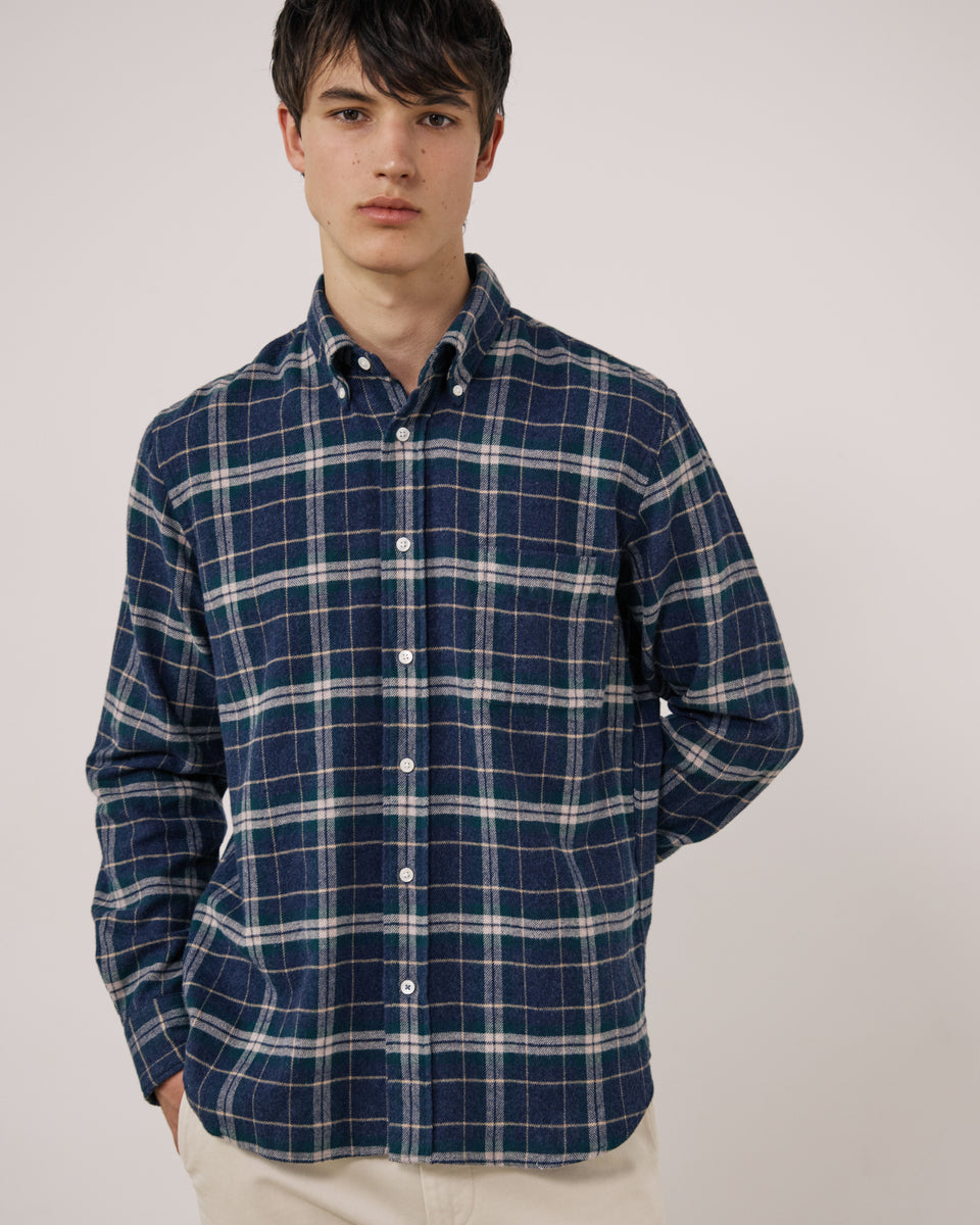 Camisa de franela a cuadros azul y verde para hombre Pitt - Image principale