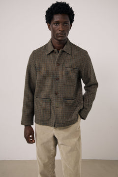 Veste Homme en Laine Double Face à Chevrons Marron Perry