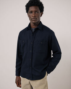 Chemise Homme en Flanelle de laine Bleu Marine Percey
