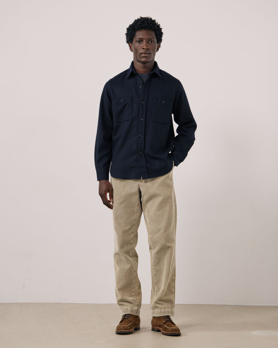 Chemise Homme en Flanelle de laine Bleu Marine Percey - Image 2
