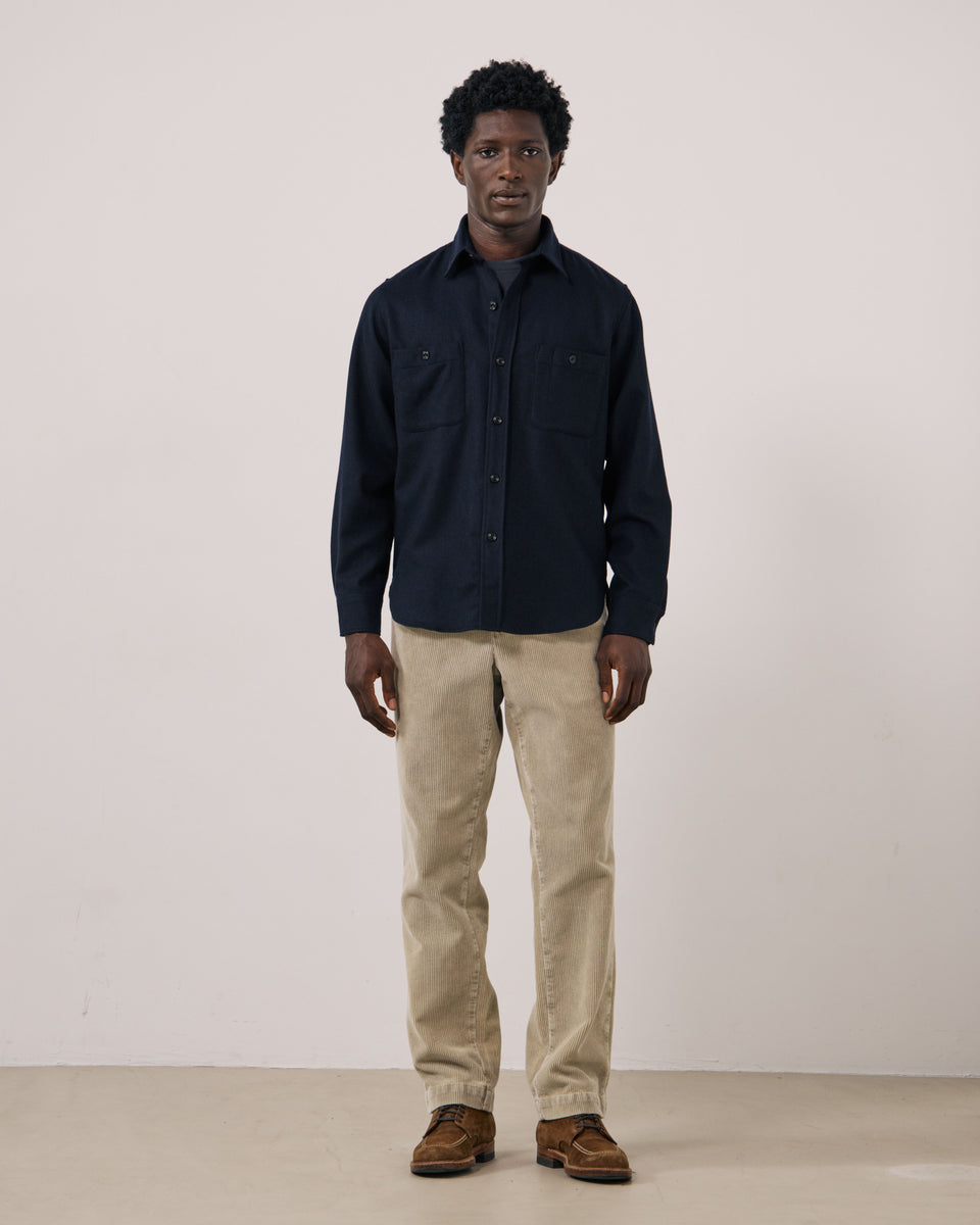 Chemise Homme en Flanelle de laine Bleu Marine Percey - Image 3