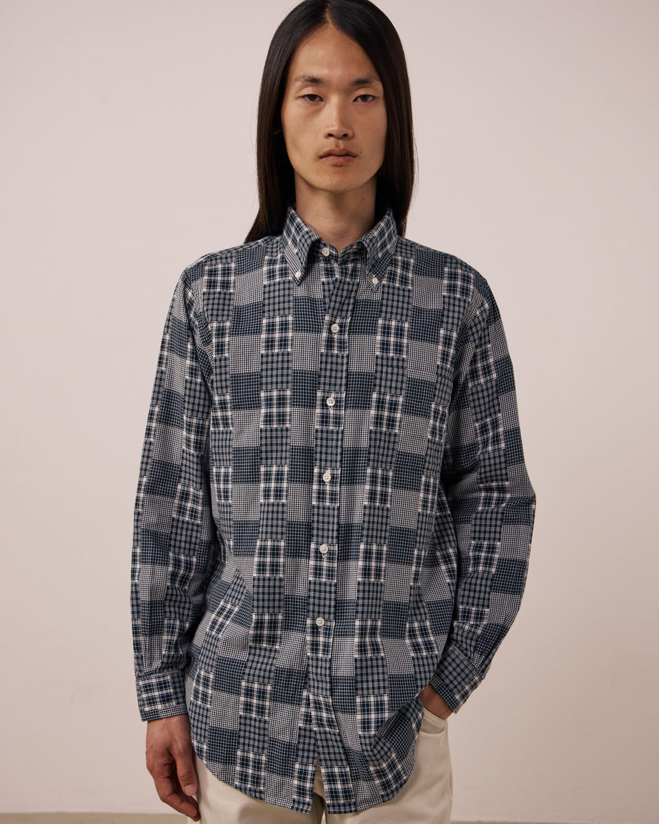 Chemise Homme en Coton Patchwork à Carreaux Carbone OCBD - Image principale