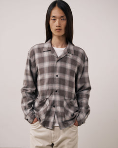 Chemise Homme en Tencel & Coton Brossé à Carreaux Marron Flint