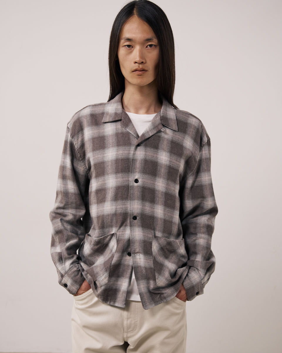Flint Men's Brown Checked Brushed Tencel & Cotton Shirt - Image principale