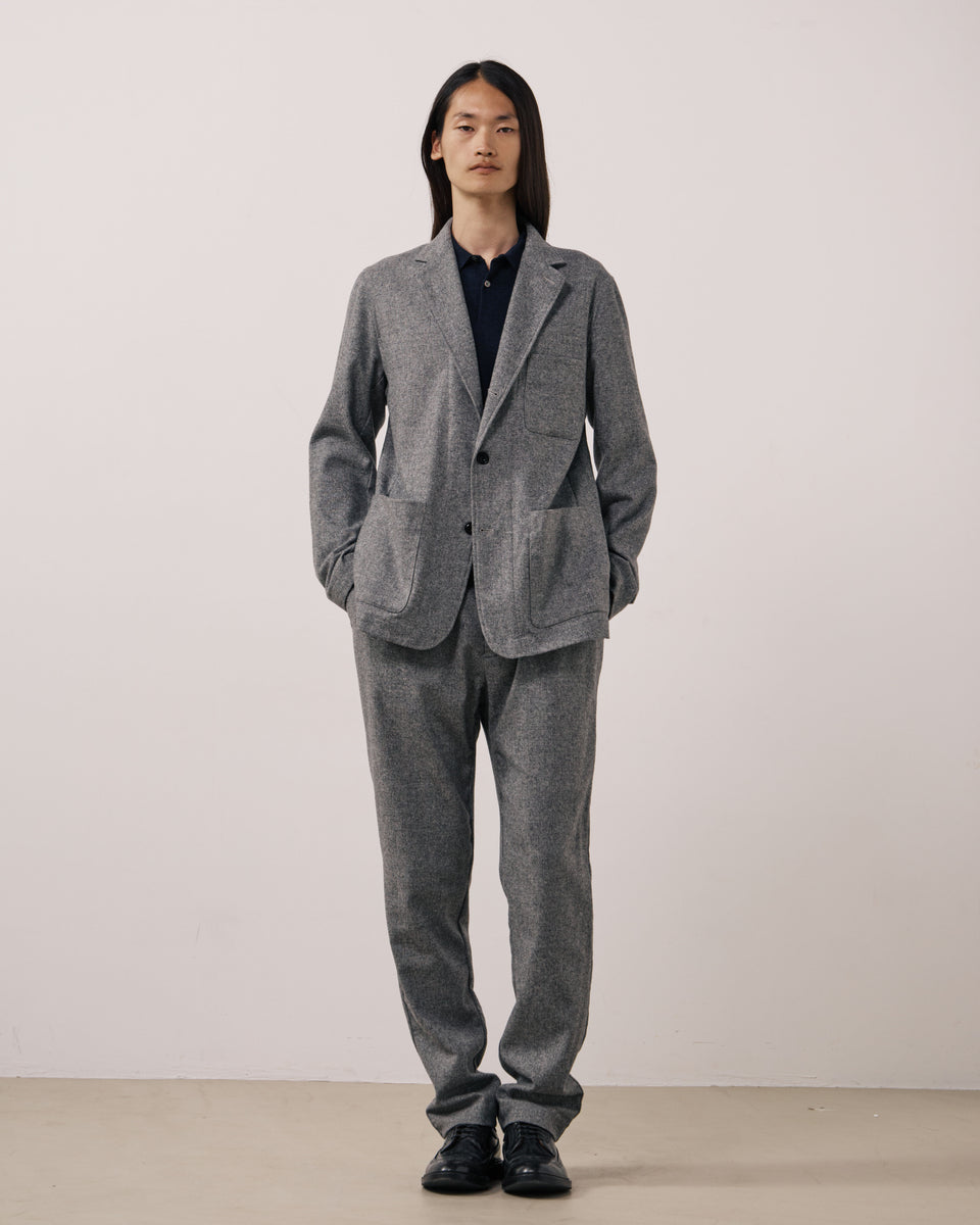 Chaqueta de franela de lana a cuadros gris para hombre Jonbee - Image principale