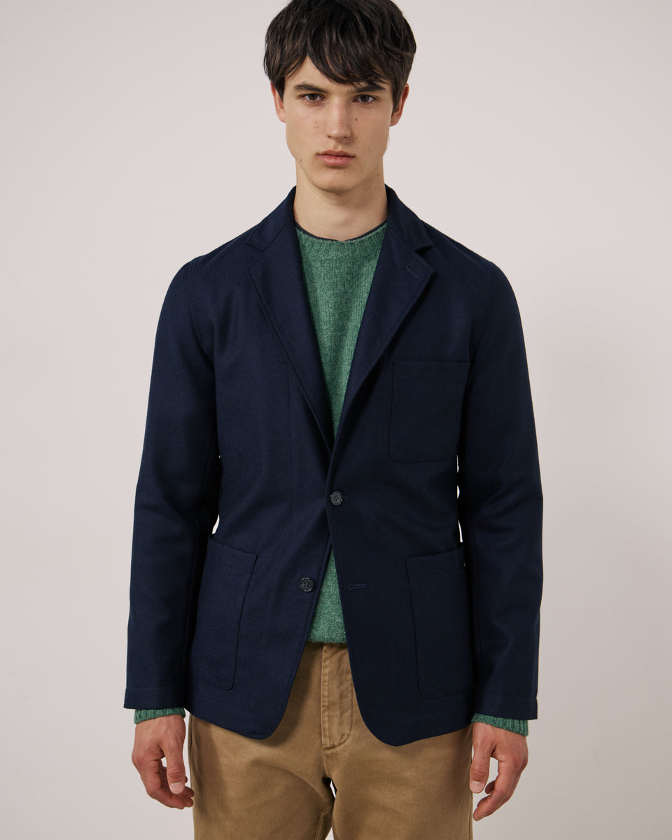 Chaqueta de franela de lana virgen azul marino para hombre Jonbee - Image principale