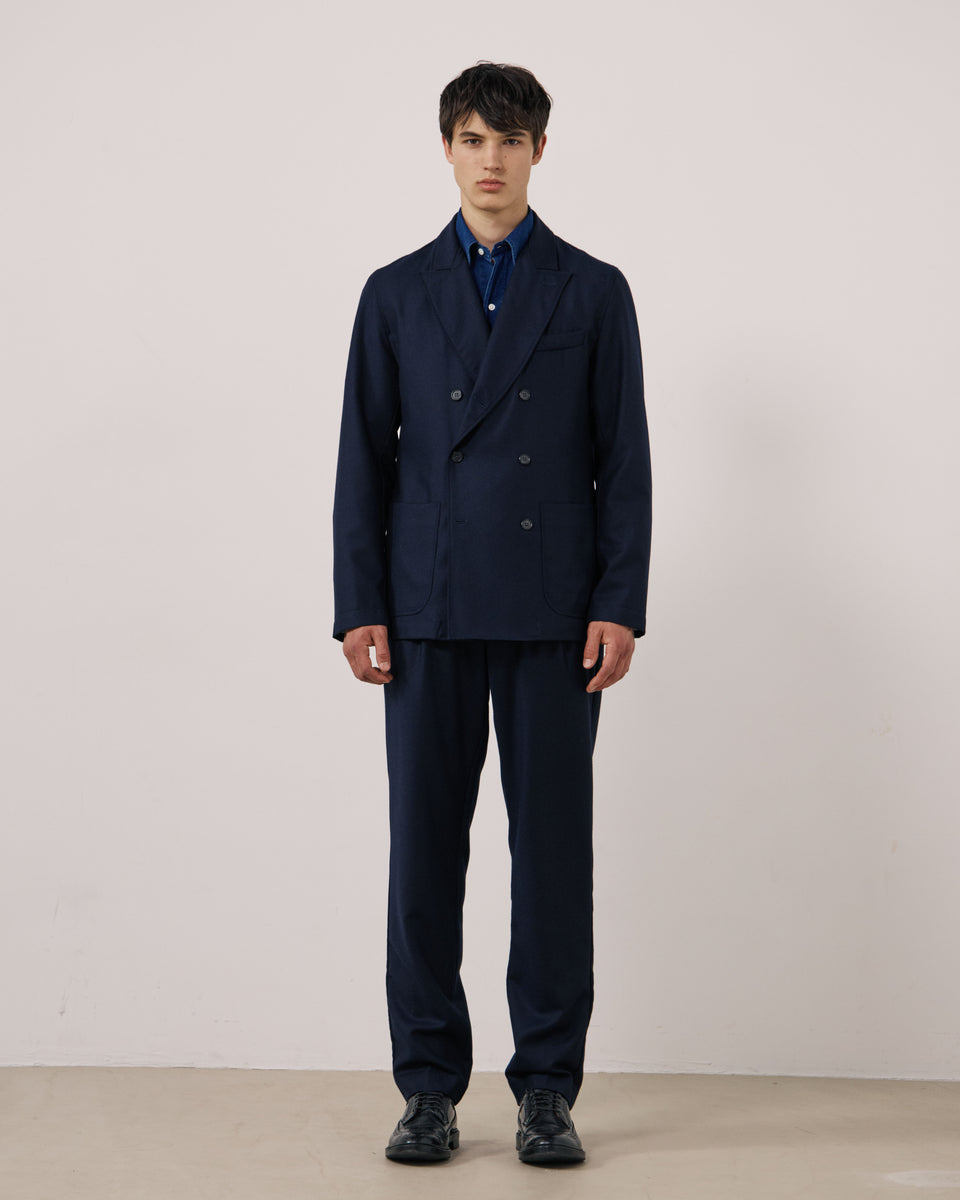 Jarod Men's Navy Blue Virgin Wool Flannel Jacket - Image 2