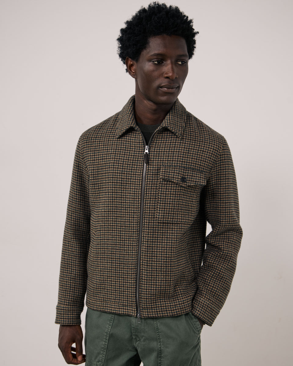 Herrenjacke aus brauner doppelseitiger Wolle mit Fischgrät Dandy - Image principale