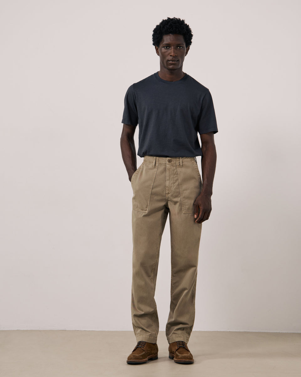 Fatigue Men's Beige Herringbone Cotton Pants - Image principale