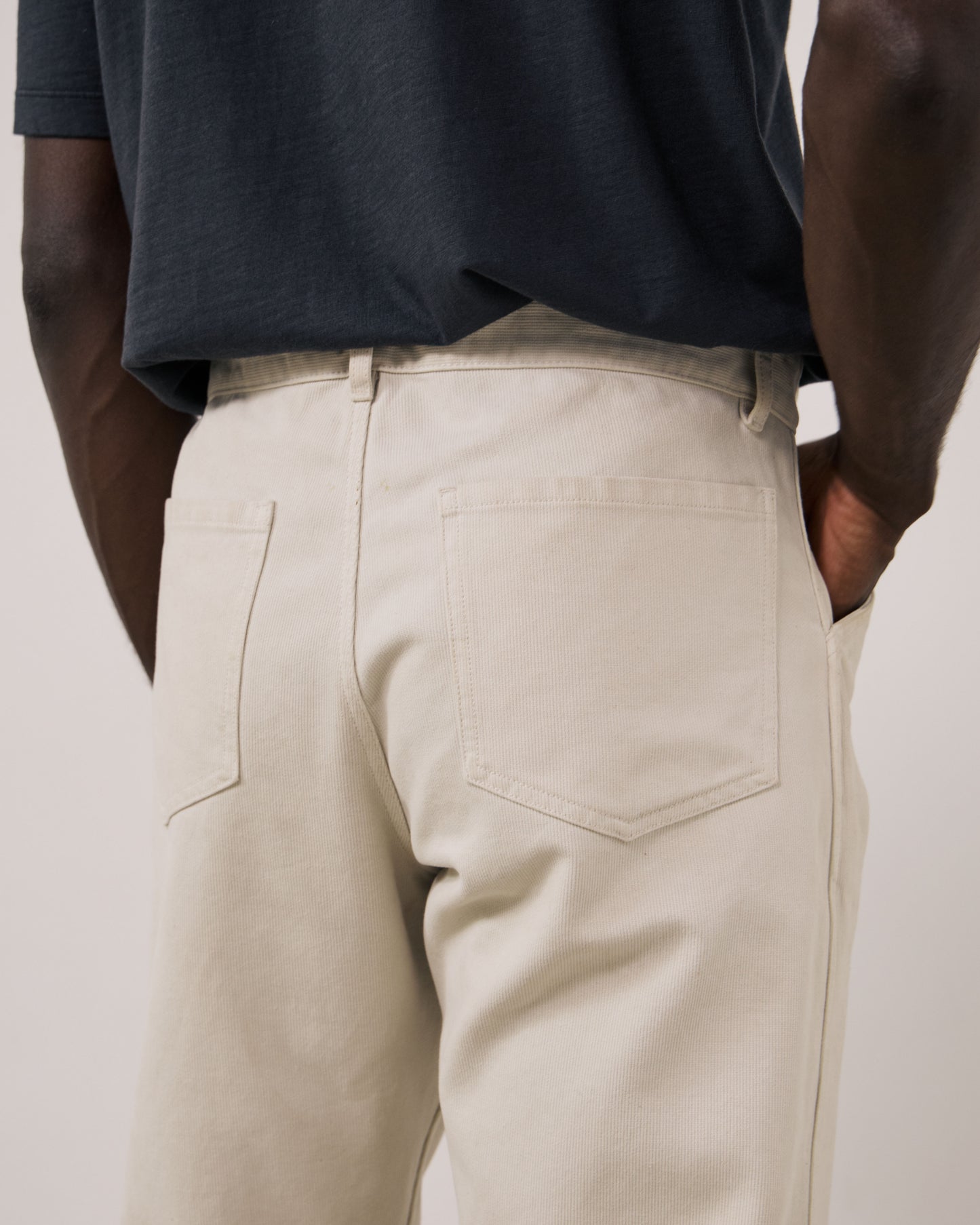 Pantalon Homme en Velours Côtelé Ecru Terrence