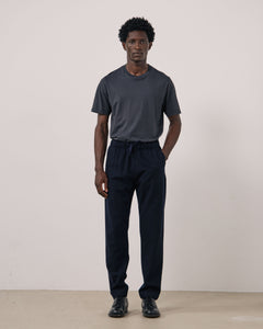 Pantalon Homme en Flanelle de laine Bleu Marine Joggy