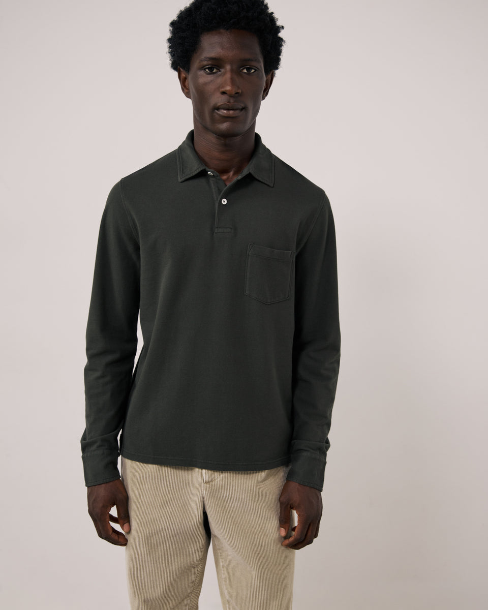 Men's Chocolate Cotton Piqué Polo - Image principale