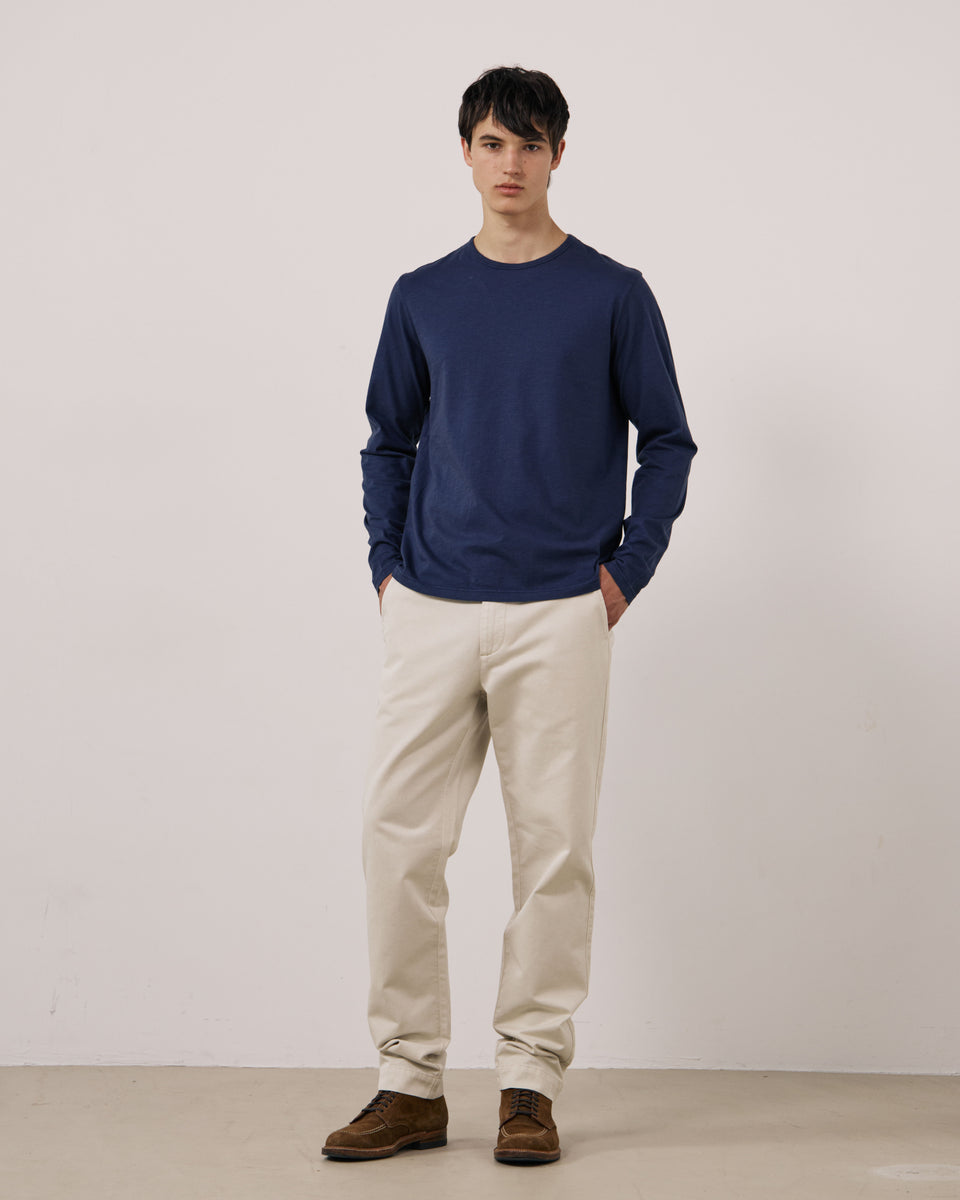 T-shirt Homme en Coton Slub Bleu Marine Crew - Image 2