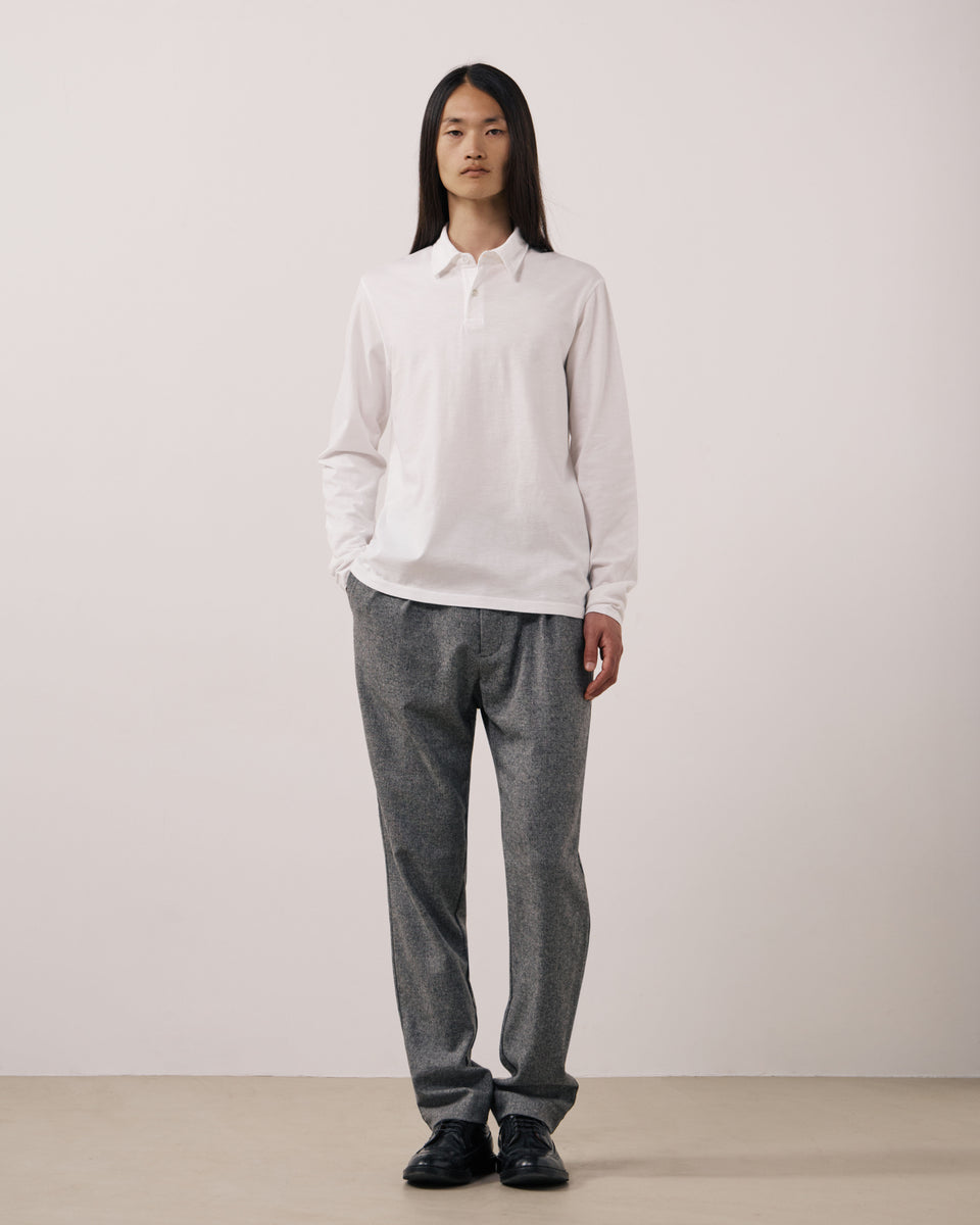 Polo Homme en Coton Slub Blanc - Image 2