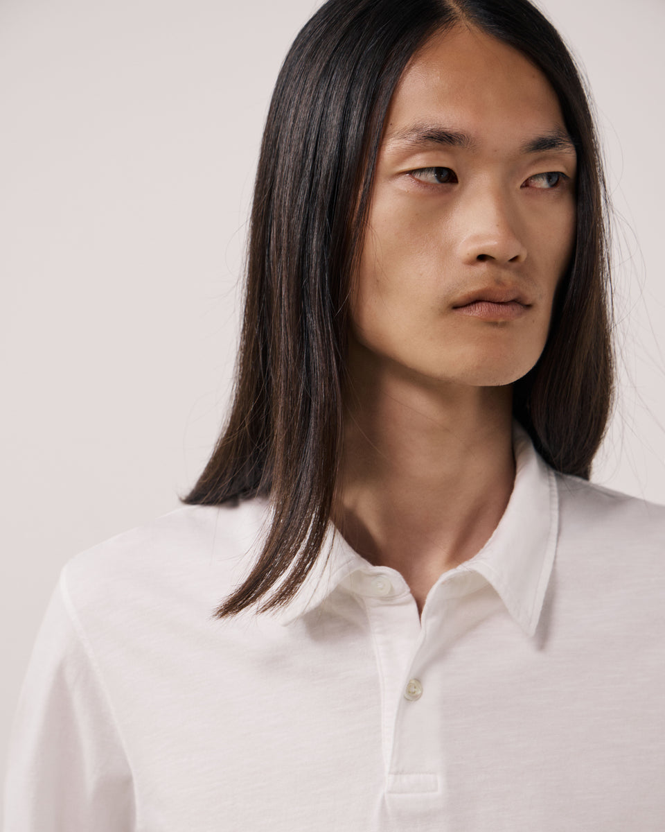 Polo Homme en Coton Slub Blanc - Image 3