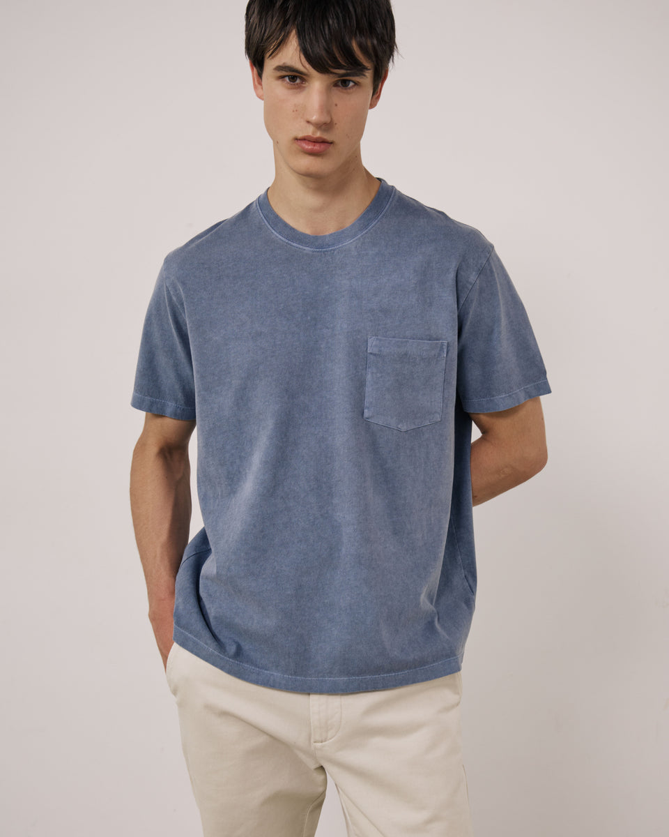 T-shirt Homme en Jersey de Coton Bleu Denim Pocket - Image principale