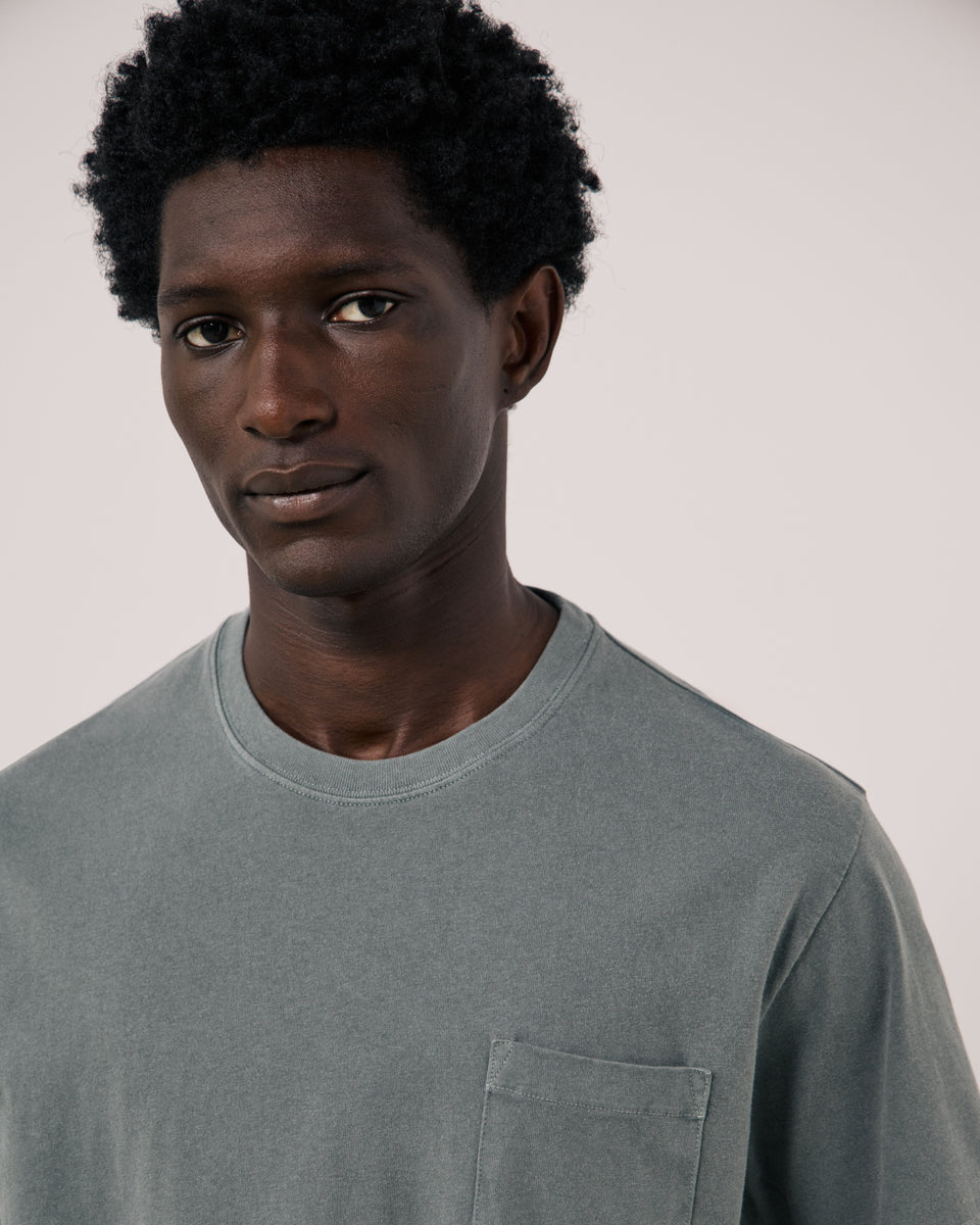 T-shirt Homme en Jersey de Coton Vert de gris Pocket - Image 3