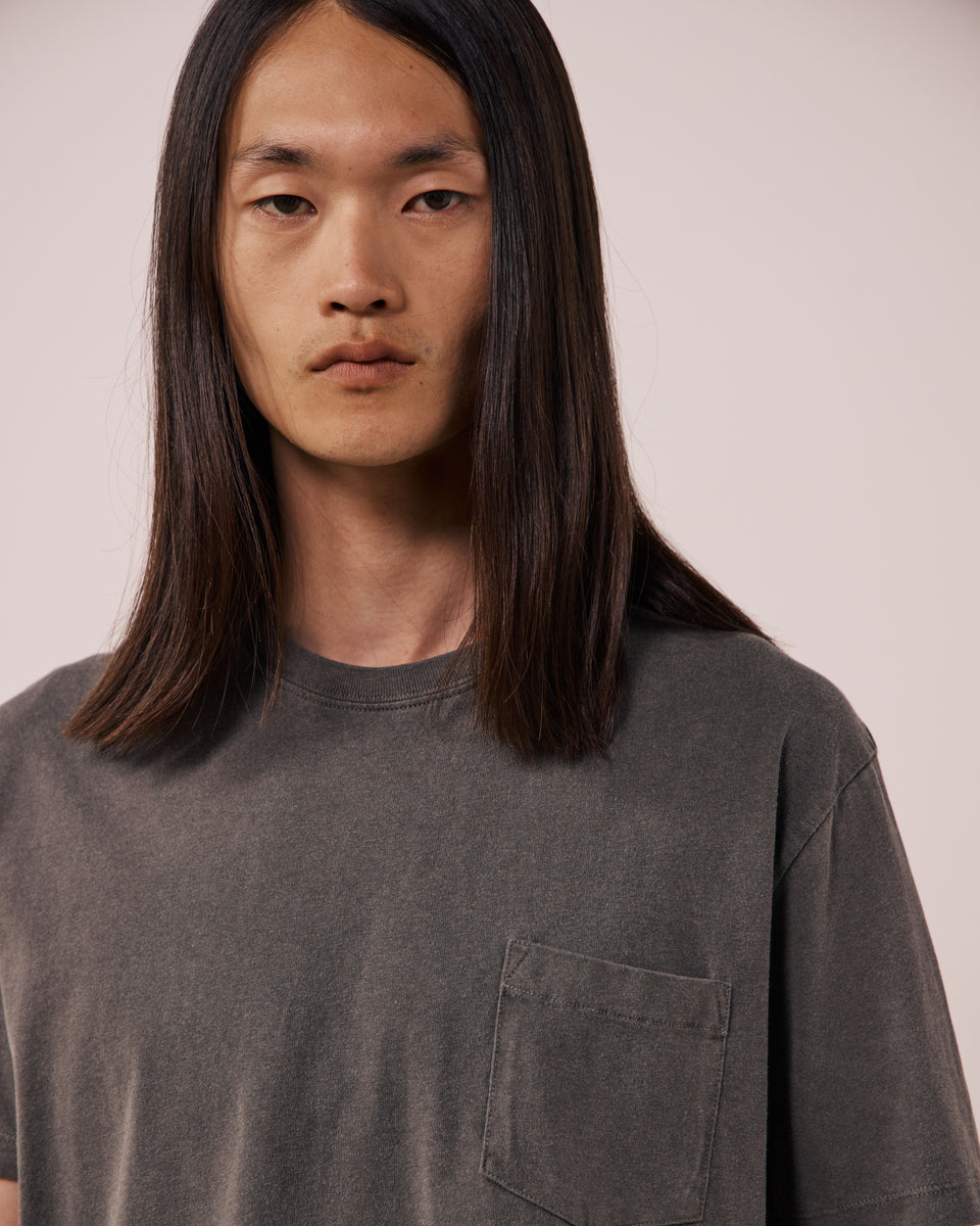 T-shirt Homme en Jersey de Coton Gris Pocket - Image 3