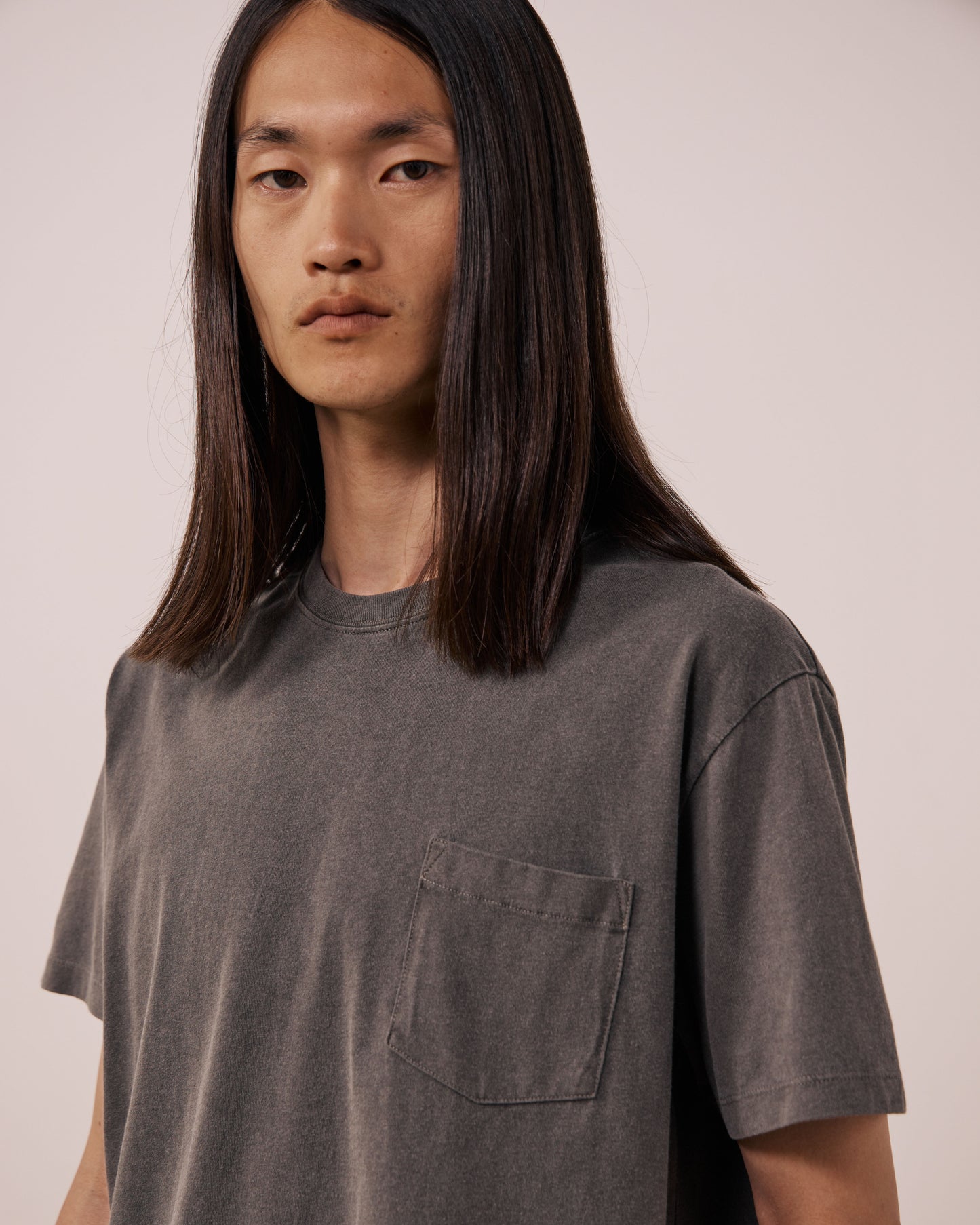 T-shirt Homme en Jersey de Coton Gris Pocket