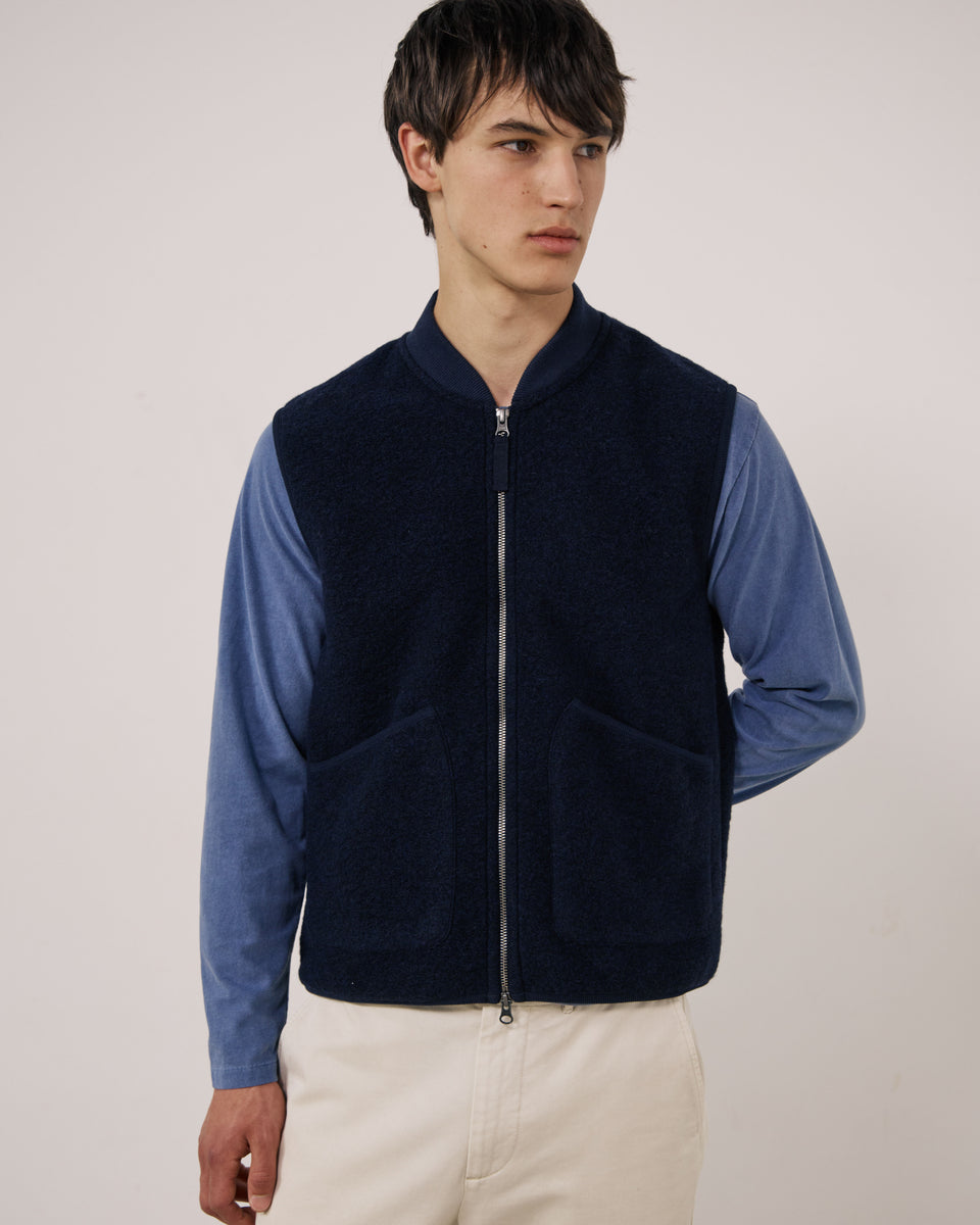 Gilet Homme en Laine Bouillie Bleu Marine - Image principale