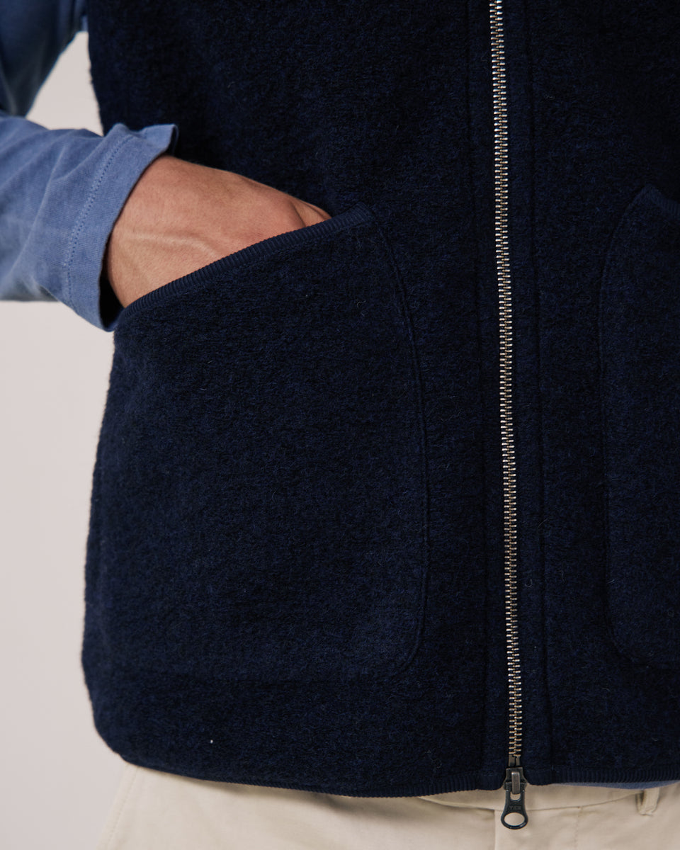 Gilet Homme en Laine Bouillie Bleu Marine - Image 3
