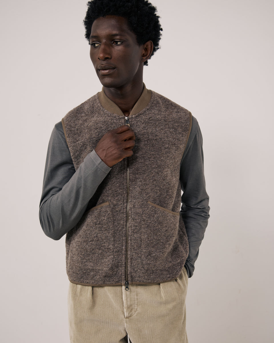 Gilet da uomo in lana cotta taupe Boiled - Image principale