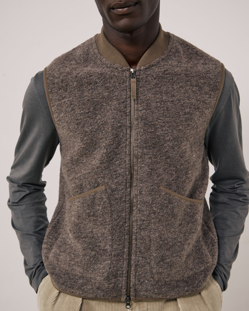 Gilet da uomo in lana cotta taupe Boiled - Image 3