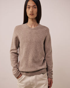 Pull Homme en Laine Mérinos Extrafine Tabac Seamless Crew